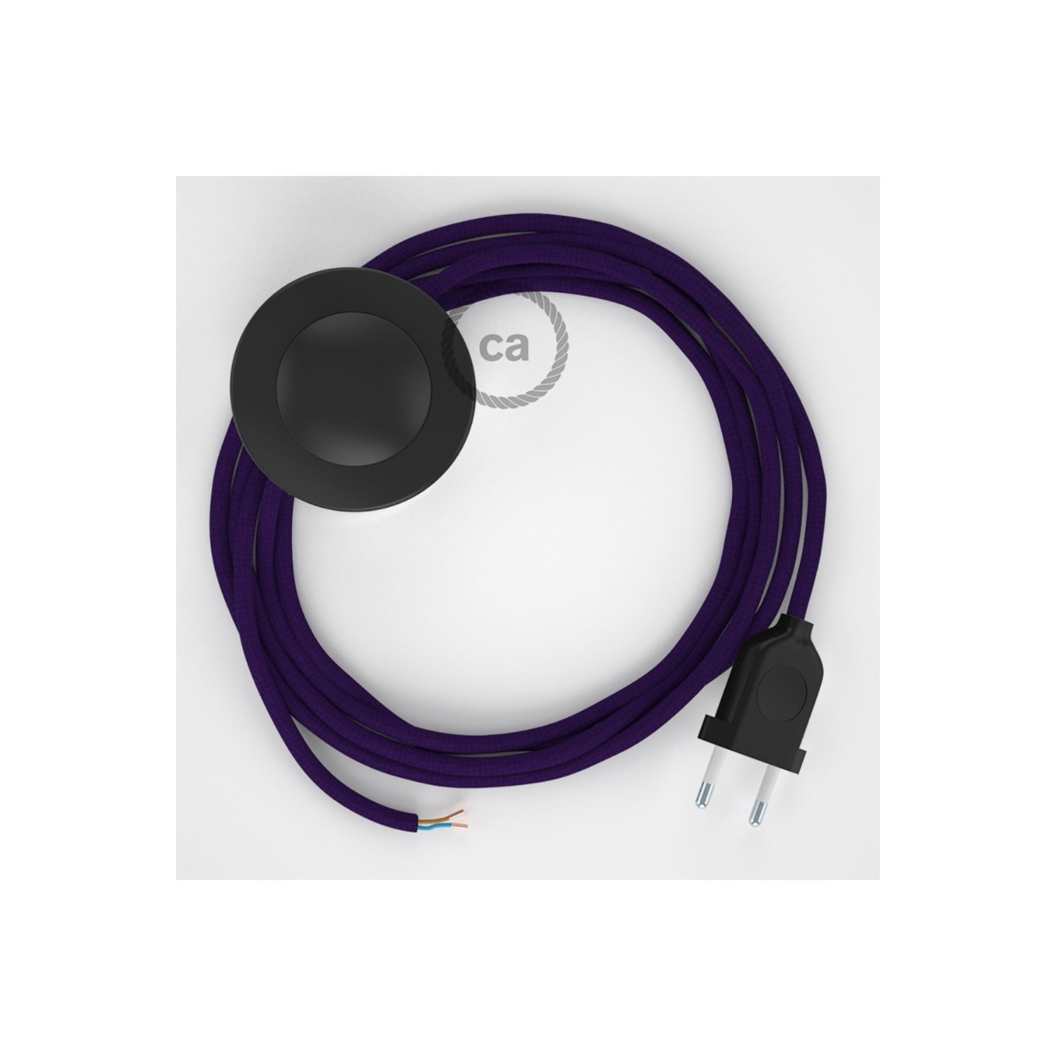 Cordon pour lampadaire, câble RM14 Effet Soie Violet 3 m. Choisissez la couleur de la fiche et de l'interrupteur!