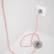 Strijkijzersnoer set RM16 baby roze viscose 3 m. voor staande lamp met stekker en voetschakelaar.
