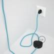 Cordon pour lampadaire, câble RM17 Effet Soie Bleu Clair Baby 3 m. Choisissez la couleur de la fiche et de l'interrupteur!