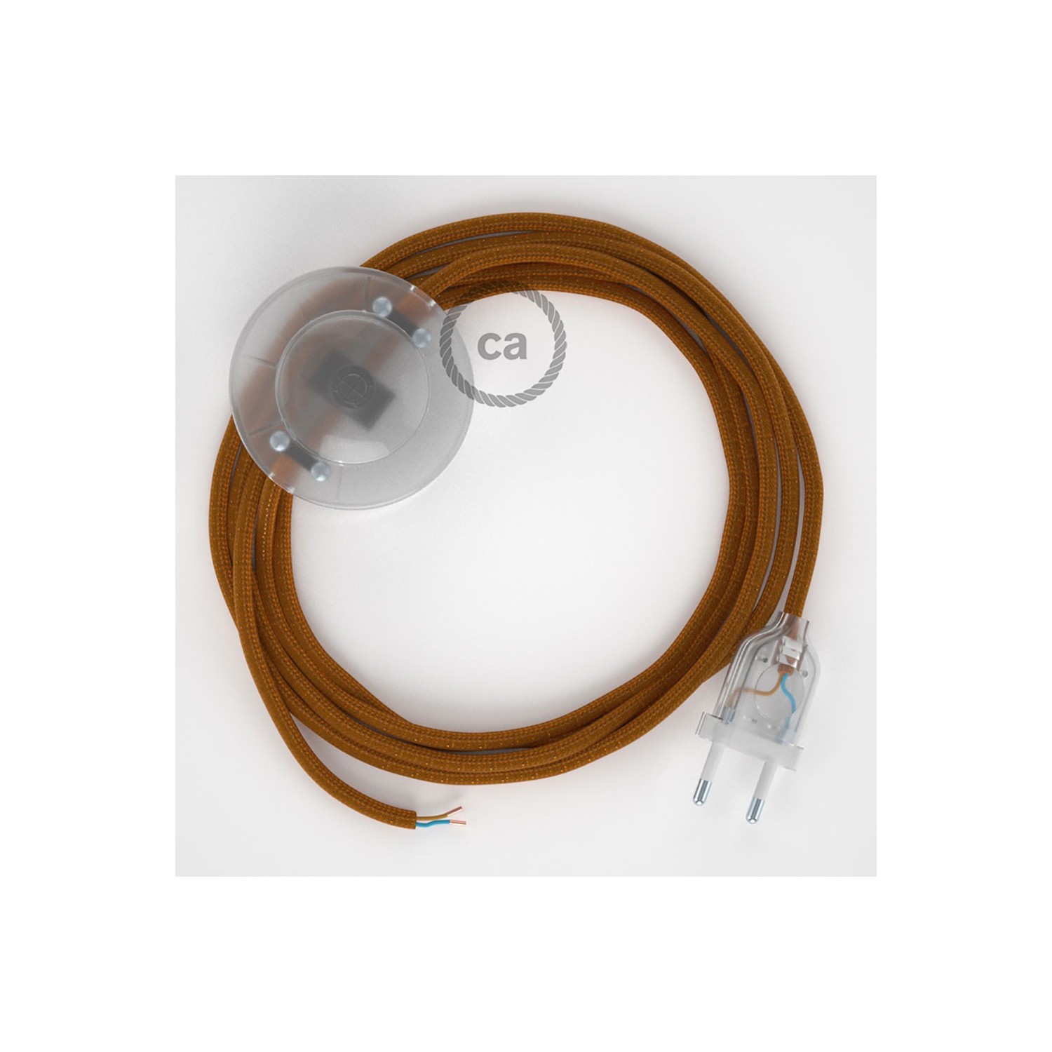 Cordon pour lampadaire, câble RM22 Effet Soie Whiskey 3 m. Choisissez la couleur de la fiche et de l'interrupteur!