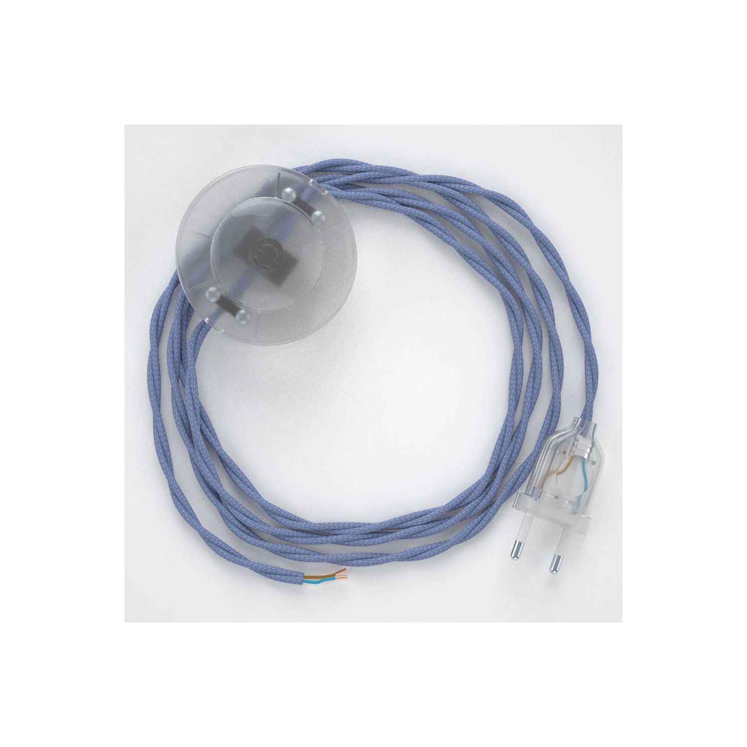 Cordon pour lampadaire, câble TM07 Effet Soie Lilas 3 m. Choisissez la couleur de la fiche et de l'interrupteur!