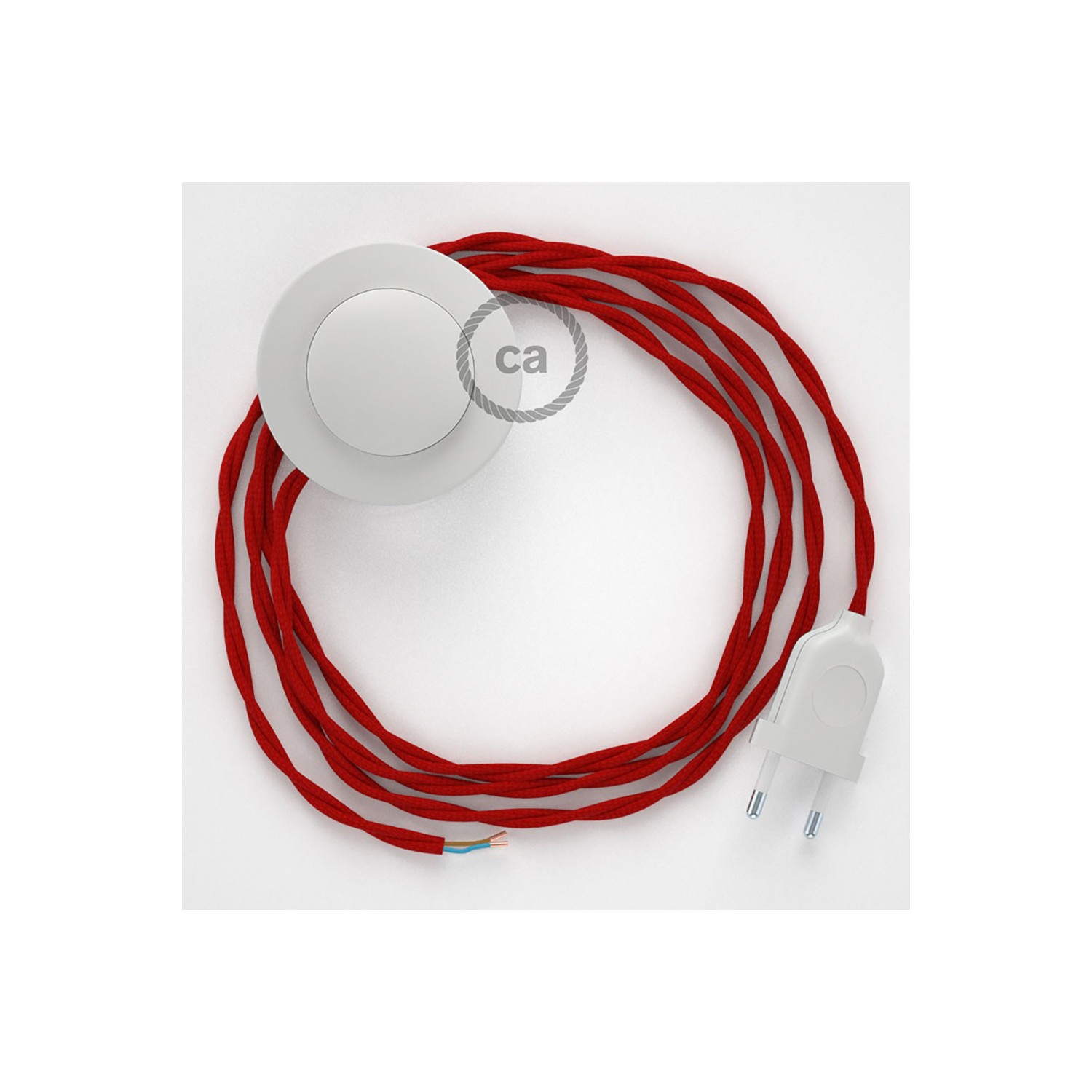 Cordon pour lampadaire, câble TM09 Effet Soie Rouge 3 m. Choisissez la couleur de la fiche et de l'interrupteur!