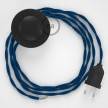 Cordon pour lampadaire, câble TM12 Effet Soie Bleu 3 m. Choisissez la couleur de la fiche et de l'interrupteur!