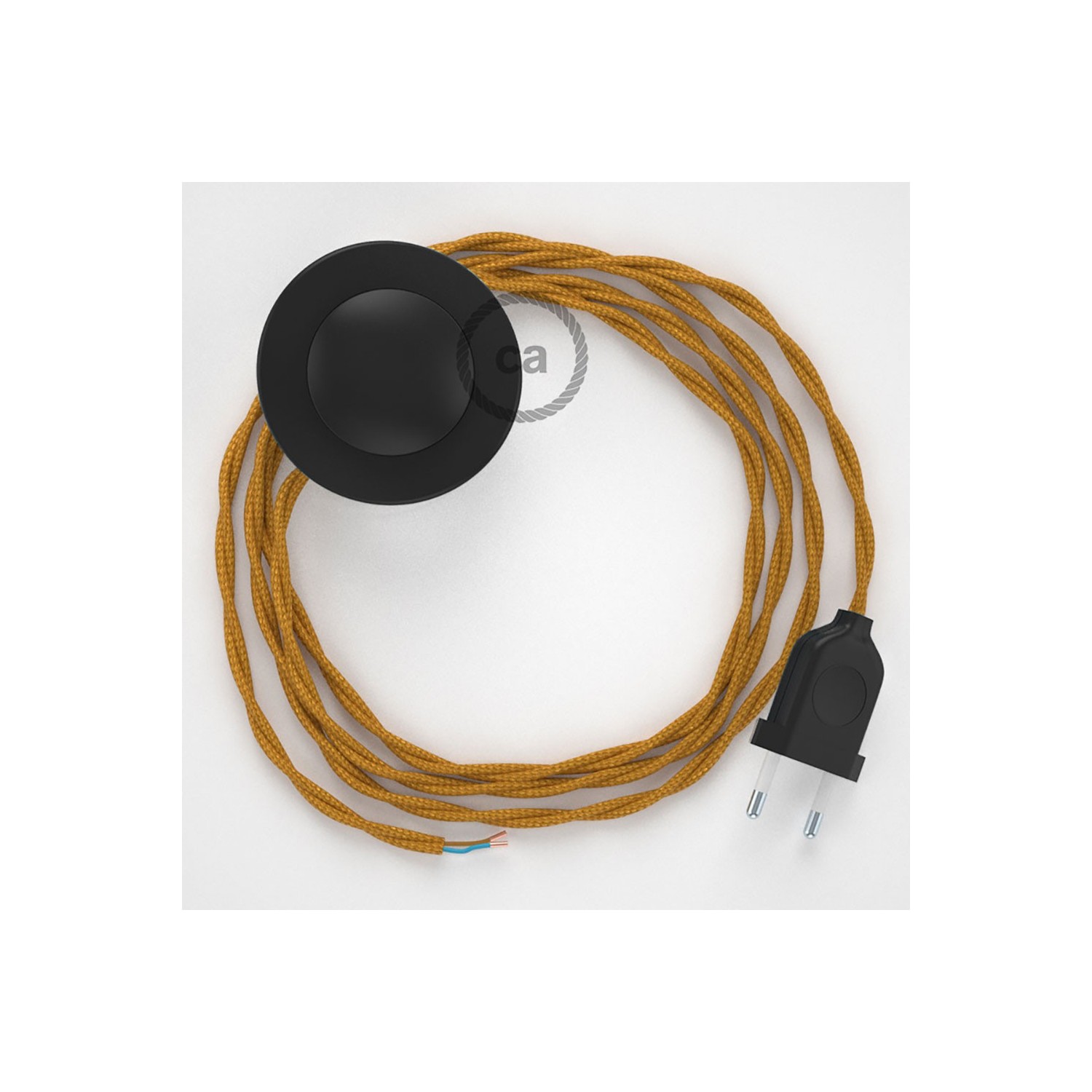 Cordon pour lampadaire, câble TM05 Effet Soie Doré 3 m. Choisissez la couleur de la fiche et de l'interrupteur!