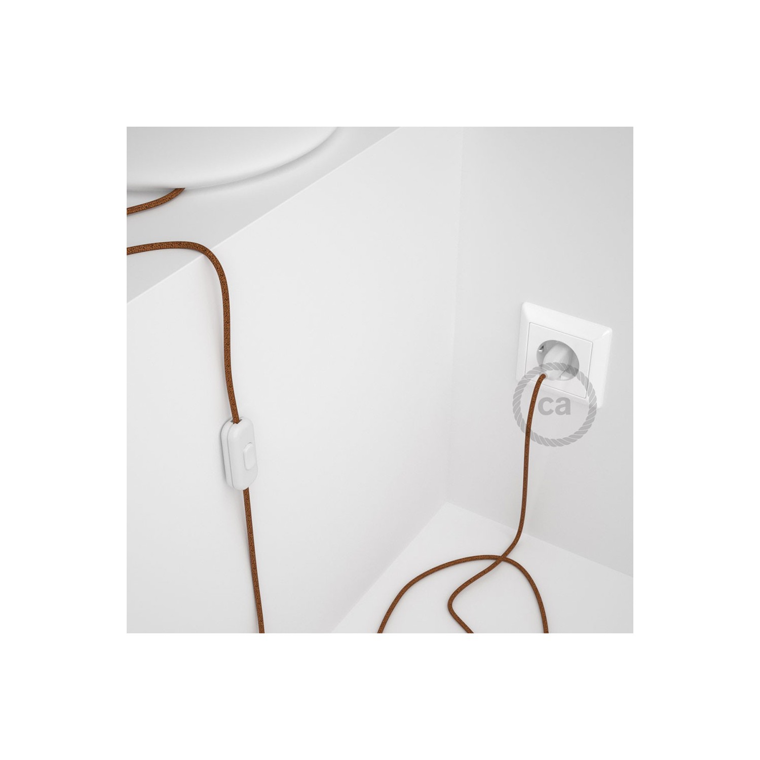 Cordon pour lampe, câble RL22 Effet Soie Paillettes Cuivre 1,80 m. Choisissez la couleur de la fiche et de l'interrupteur!