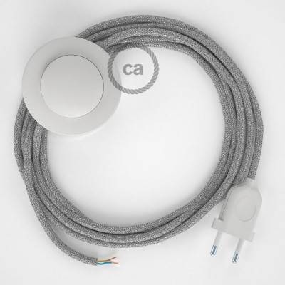Cordon pour lampadaire, câble RL02 Effet Soie Paillettes Argent 3 m. Choisissez la couleur de la fiche et de l'interrupteur!