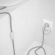 Cordon pour lampe, câble RP04 Effet Soie Bicolore Blanc-Noir 1,80 m. Choisissez la couleur de la fiche et de l'interrupteur!