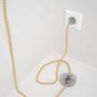 Cordon pour lampadaire, câble RZ10 Effet Soie ZigZag Blanc-Jaune 3 m. Choisissez la couleur de la fiche et de l'interrupteur!