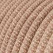 Rond flexibel strijkijzersnoer RD71 - zigzag motief in grof linnen en oud roze katoen