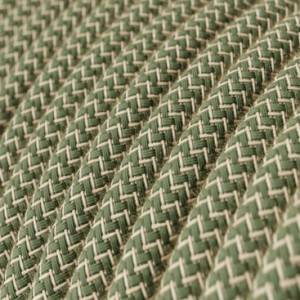 Populair: Rond flexibel strijkijzersnoer RD72 - zigzag motief decoratie in grof linnen en groen tijm katoen