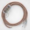 Cordon pour lampe, câble RD71 ZigZag Vieux Rose 1,80 m. Choisissez la couleur de la fiche et de l'interrupteur!