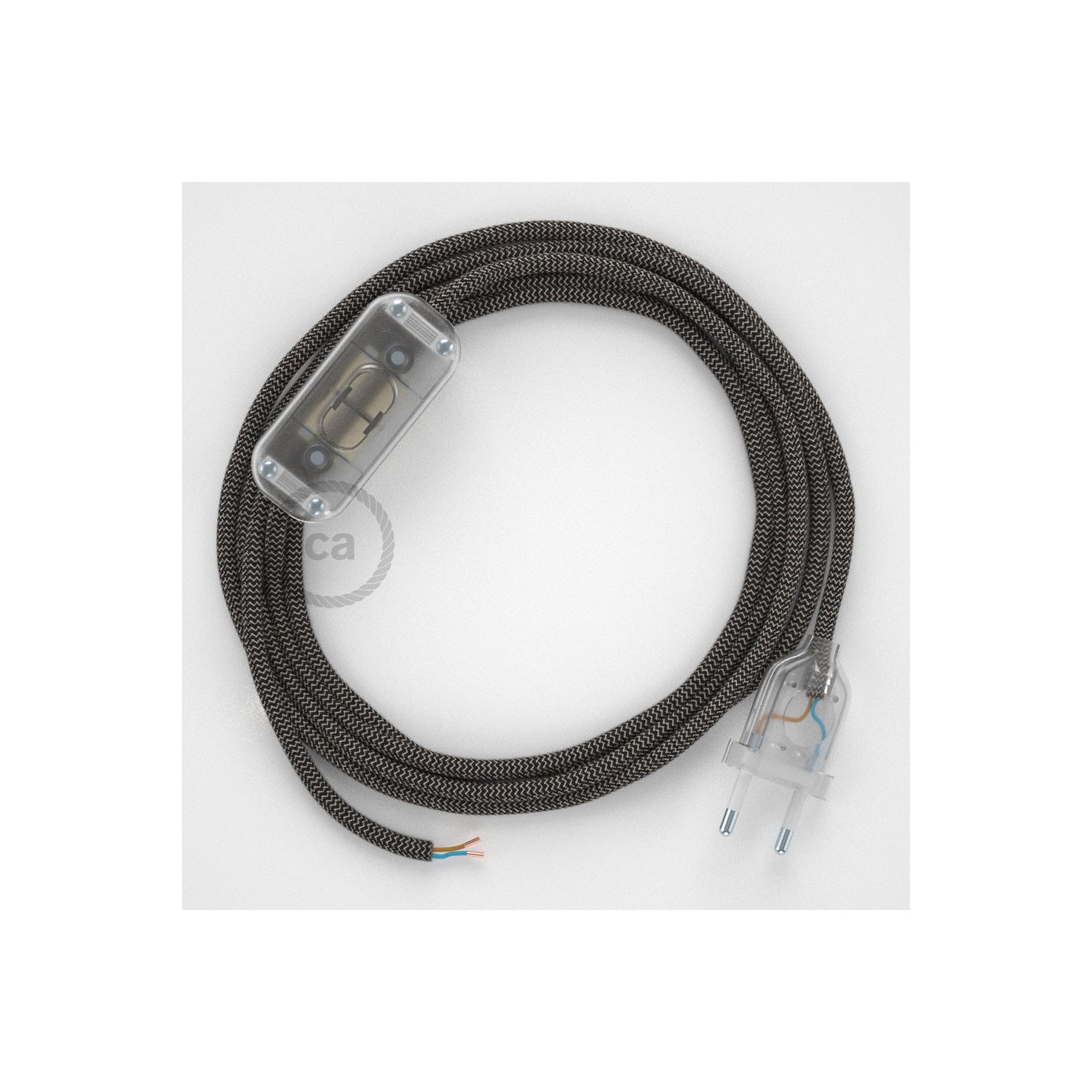 Cordon pour lampe, câble RD74 ZigZag Anthracite 1,80 m. Choisissez la couleur de la fiche et de l'interrupteur!