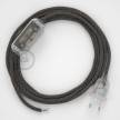 Cordon pour lampe, câble RD74 ZigZag Anthracite 1,80 m. Choisissez la couleur de la fiche et de l'interrupteur!