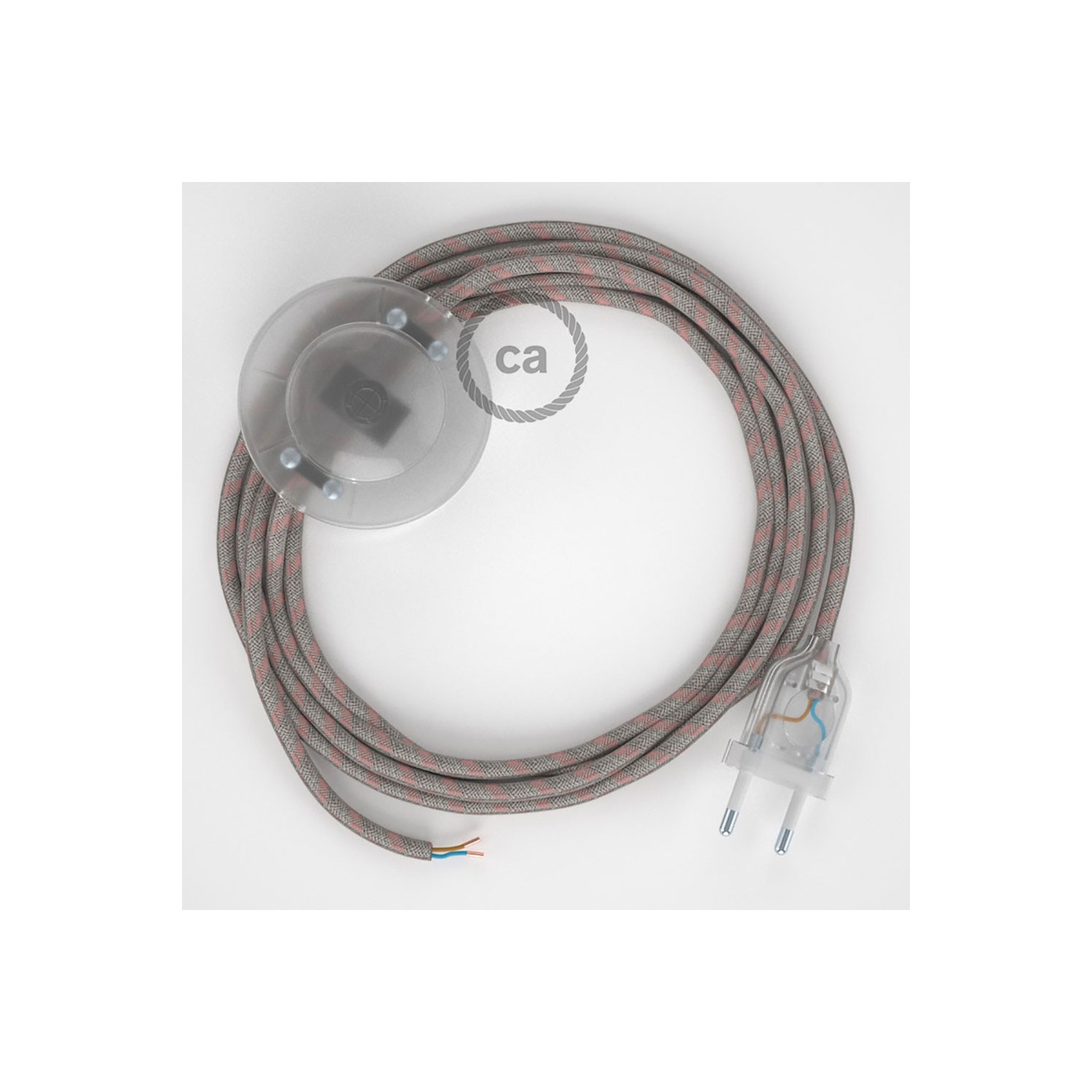 Cordon pour lampadaire, câble RD51 Stripes Vieux Rose 3 m. Choisissez la couleur de la fiche et de l'interrupteur!