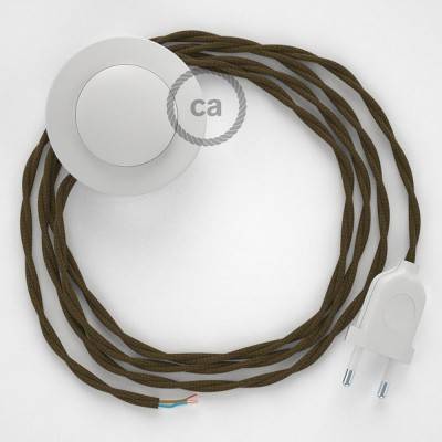 Cordon pour lampadaire, câble TC13 Coton Marron 3 m. Choisissez la couleur de la fiche et de l'interrupteur!