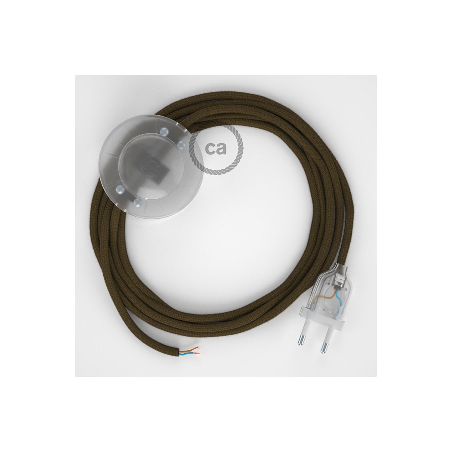 Cordon pour lampadaire, câble RC13 Coton Marron 3 m. Choisissez la couleur de la fiche et de l'interrupteur!