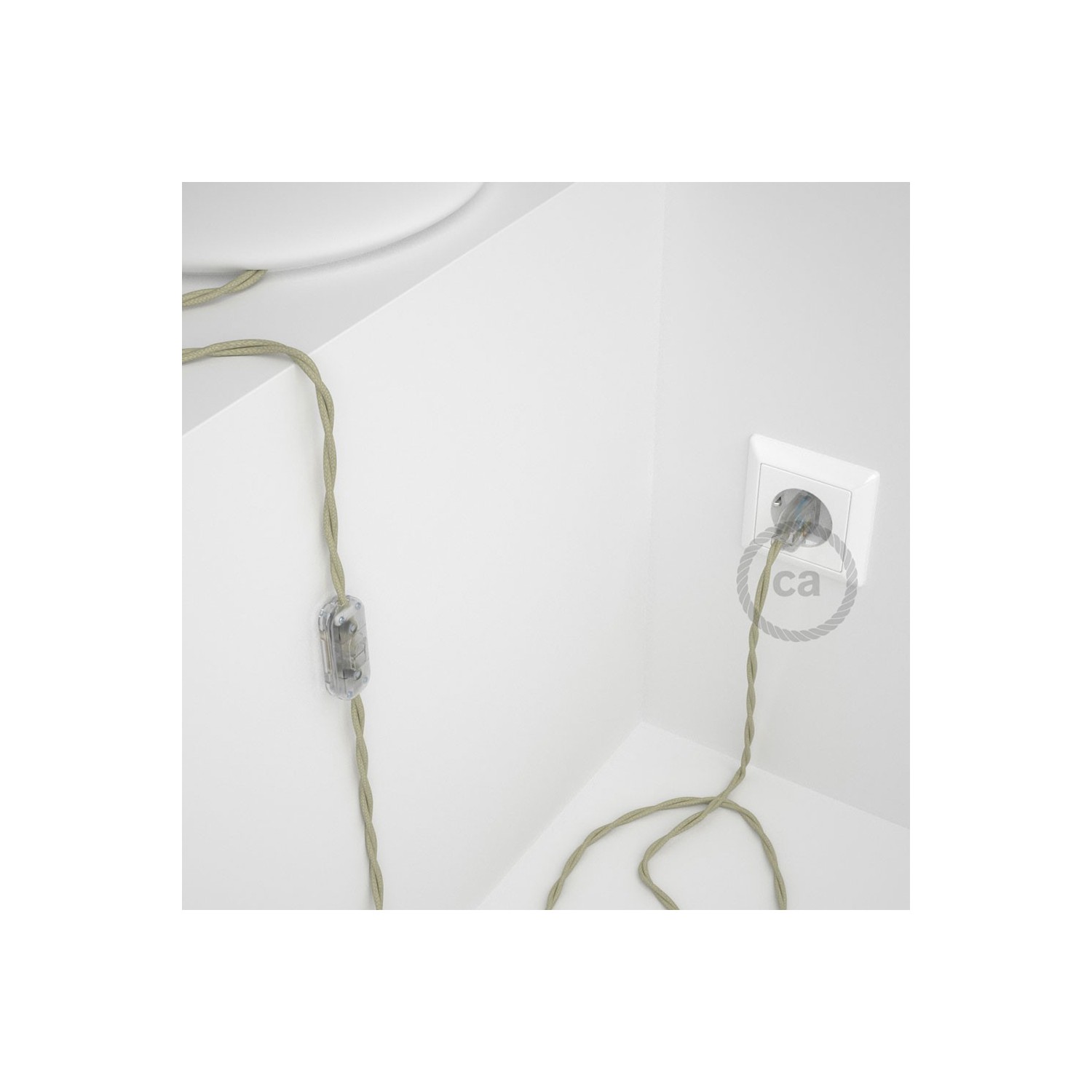 Cordon pour lampe, câble TC43 Coton Tourterelle 1,80 m. Choisissez la couleur de la fiche et de l'interrupteur!