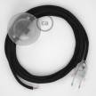 Cordon pour lampadaire, câble RC04 Coton Noir 3 m. Choisissez la couleur de la fiche et de l'interrupteur!