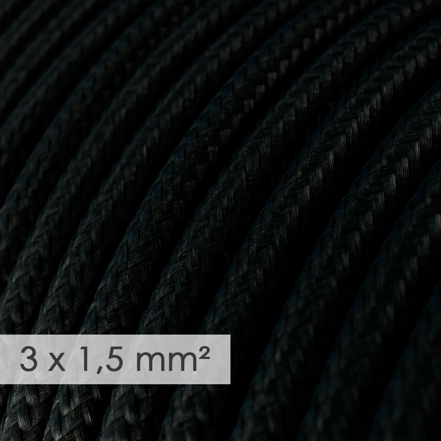 Lang overbruggings- strijkijzersnoer 3 x 1,50 mm. - zwart viscose RM04