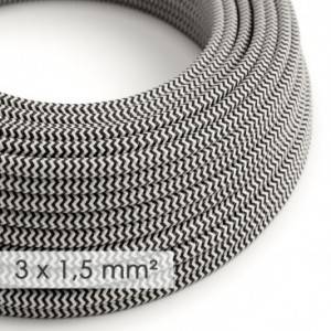Lang overbruggings- strijkijzersnoer 3 x 1,50 mm. - zigzag zwart/wit viscose RZ04