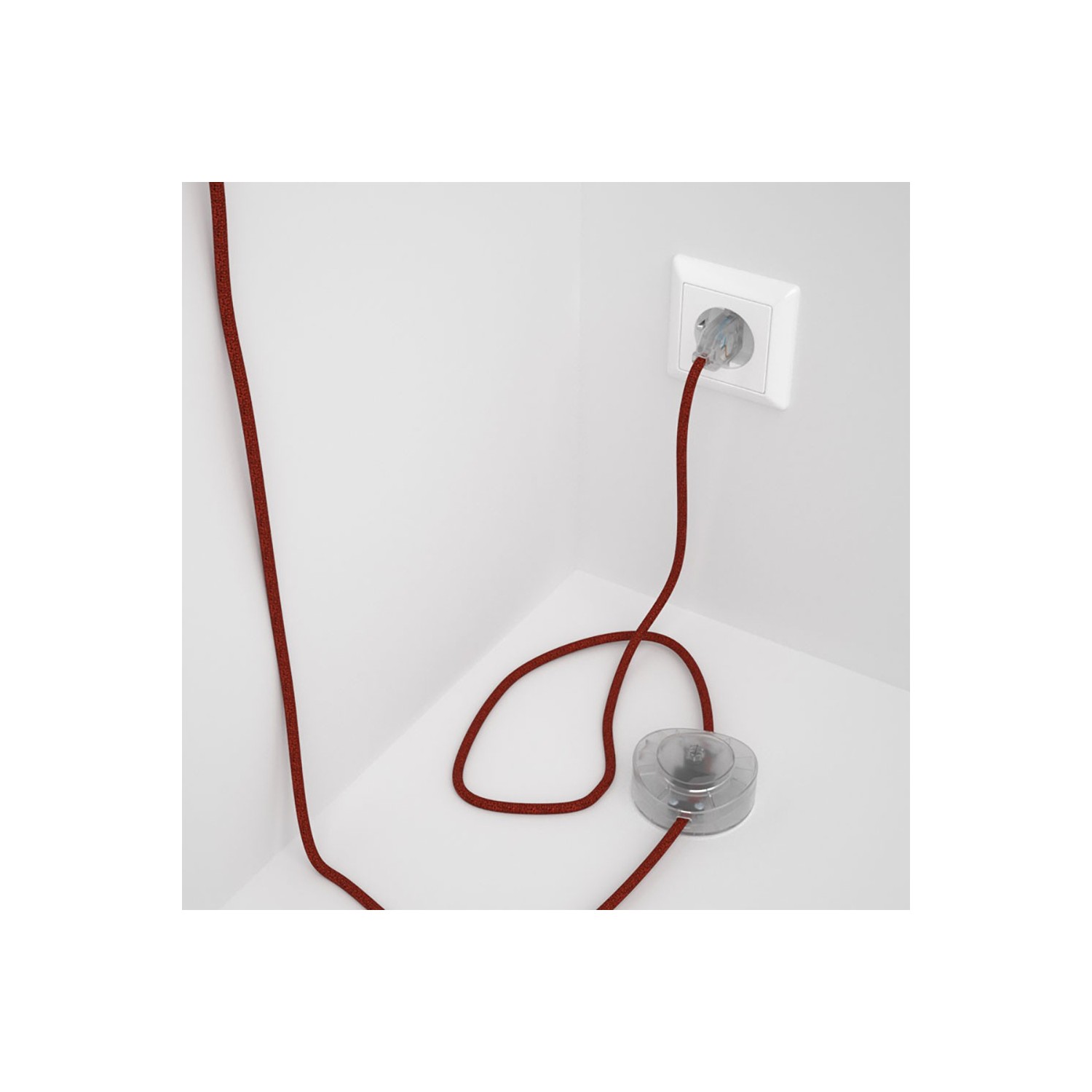 Cordon pour lampadaire, câble RL09 Effet Soie Paillettes Rouge 3 m. Choisissez la couleur de la fiche et de l'interrupteur!