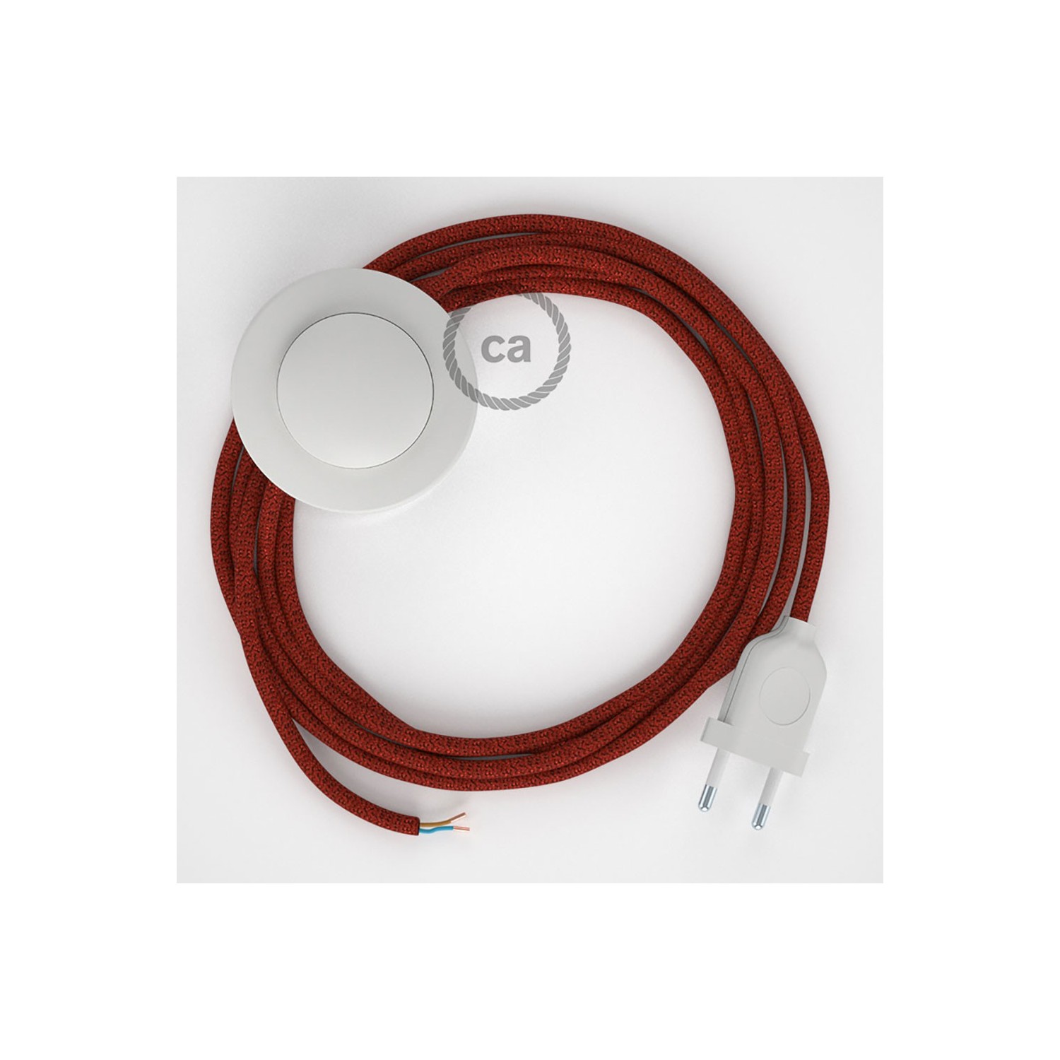 Cordon pour lampadaire, câble RL09 Effet Soie Paillettes Rouge 3 m. Choisissez la couleur de la fiche et de l'interrupteur!