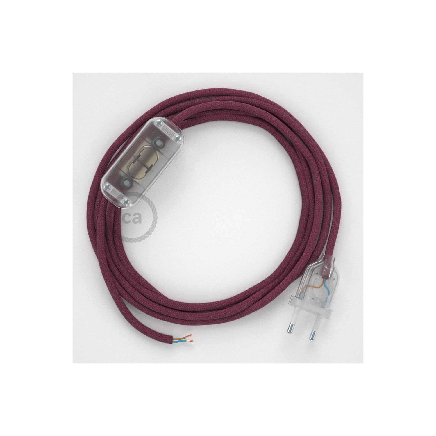 Cordon pour lampe, câble RC32 Coton Marc De Raisin 1,80 m. Choisissez la couleur de la fiche et de l'interrupteur!