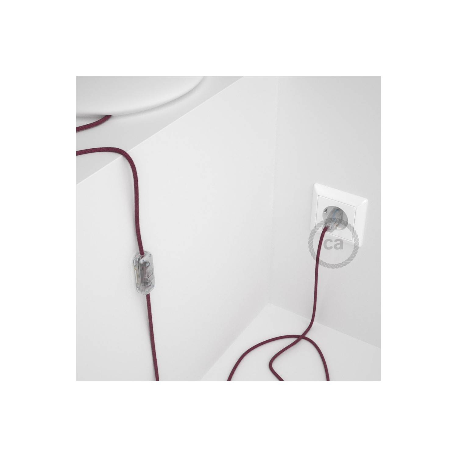Cordon pour lampe, câble RC32 Coton Marc De Raisin 1,80 m. Choisissez la couleur de la fiche et de l'interrupteur!
