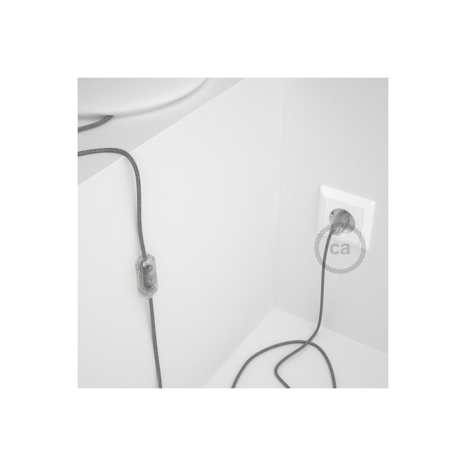 Cordon pour lampe, câble RD65 Losange Bleu Steward 1,80 m. Choisissez la couleur de la fiche et de l'interrupteur!