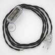 Cordon pour lampe, câble TM26 Effet Soie Gris Foncé 1,80 m. Choisissez la couleur de la fiche et de l'interrupteur!