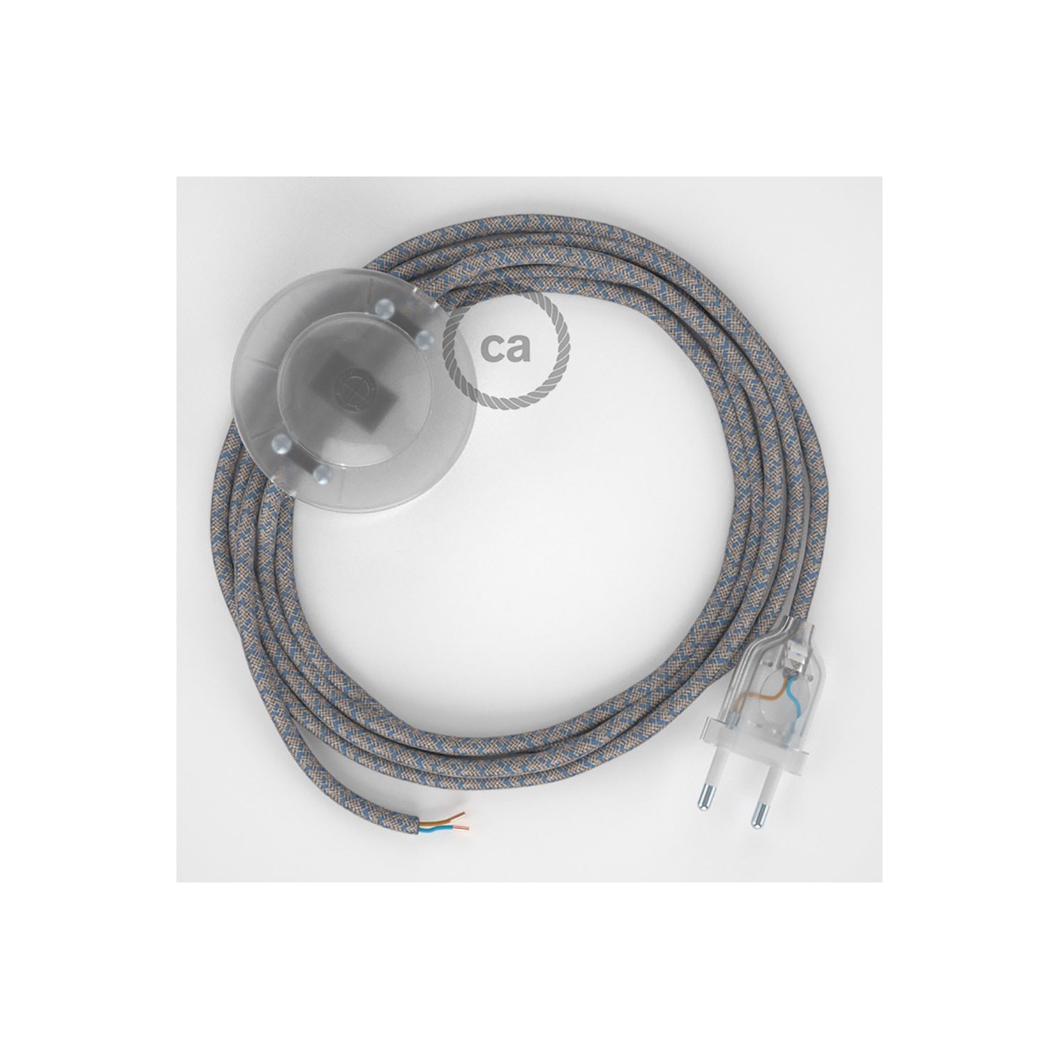 Cordon pour lampadaire, câble RD65 Losange Bleu Steward 3 m. Choisissez la couleur de la fiche et de l'interrupteur!
