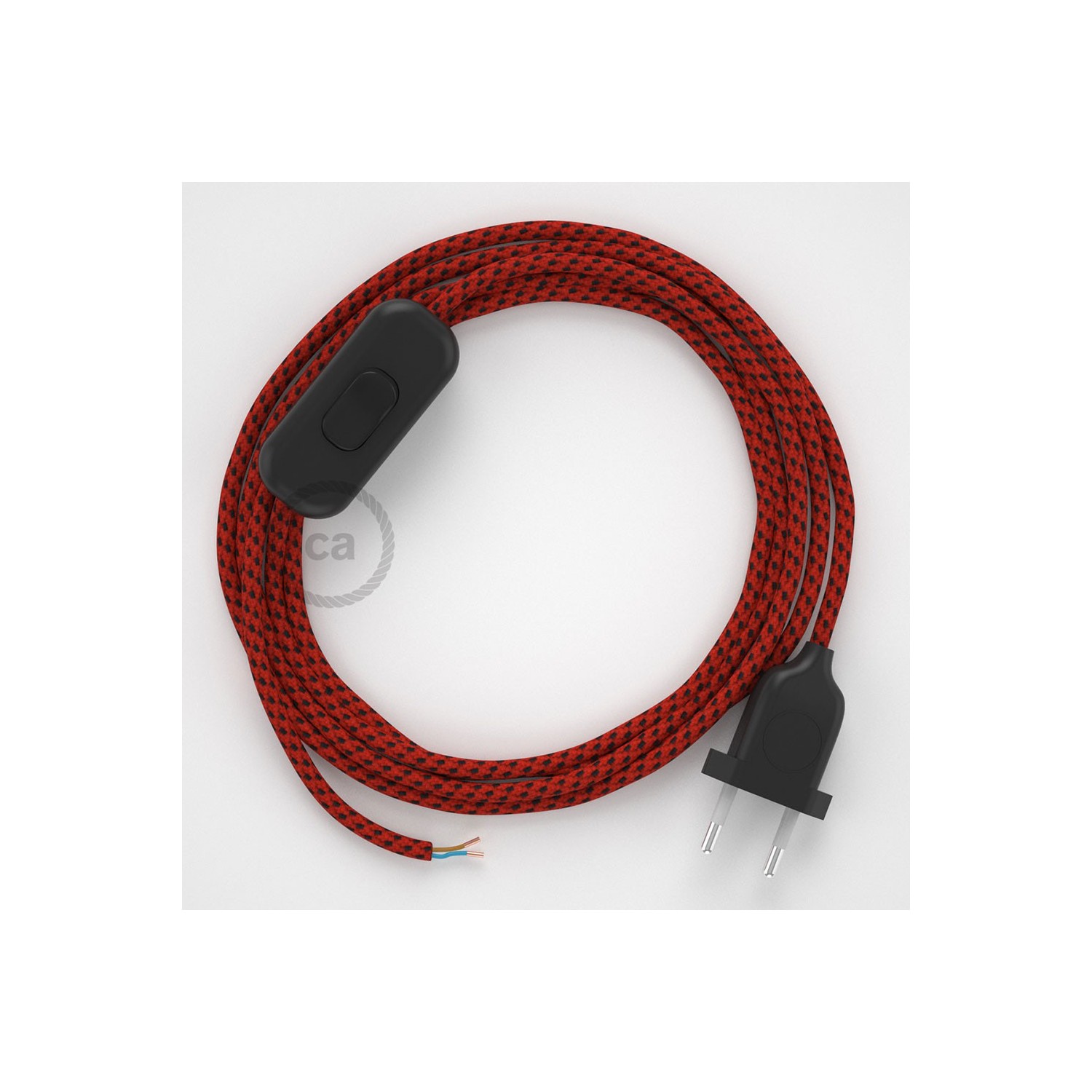 Cordon pour lampe, câble RT94 Effet Soie Red Devil 1,80 m. Choisissez la couleur de la fiche et de l'interrupteur!