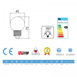 Ampoule Filament LED Sphère 4W E14 Claire