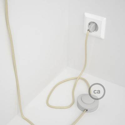 Cordon pour lampadaire, câble RM00 Effet Soie Ivoire 3 m. Choisissez la couleur de la fiche et de l'interrupteur!