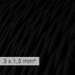 Lang overbruggings- gevlochten strijkijzersnoer 3 x 1,50 mm. - zwart viscose TM04