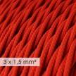 Lang overbruggings- gevlochten strijkijzersnoer 3 x 1,50 mm. - rood viscose TM09