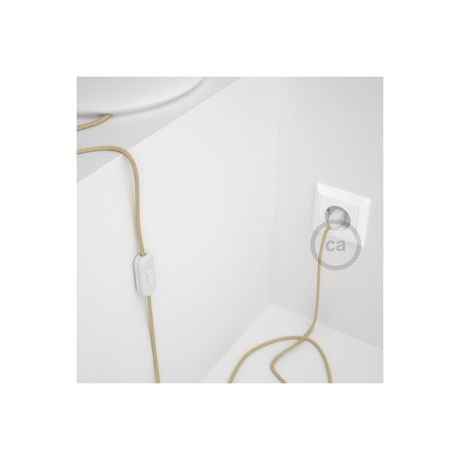Cordon pour lampe, câble RN06 Jute 1,80 m. Choisissez la couleur de la fiche et de l'interrupteur!