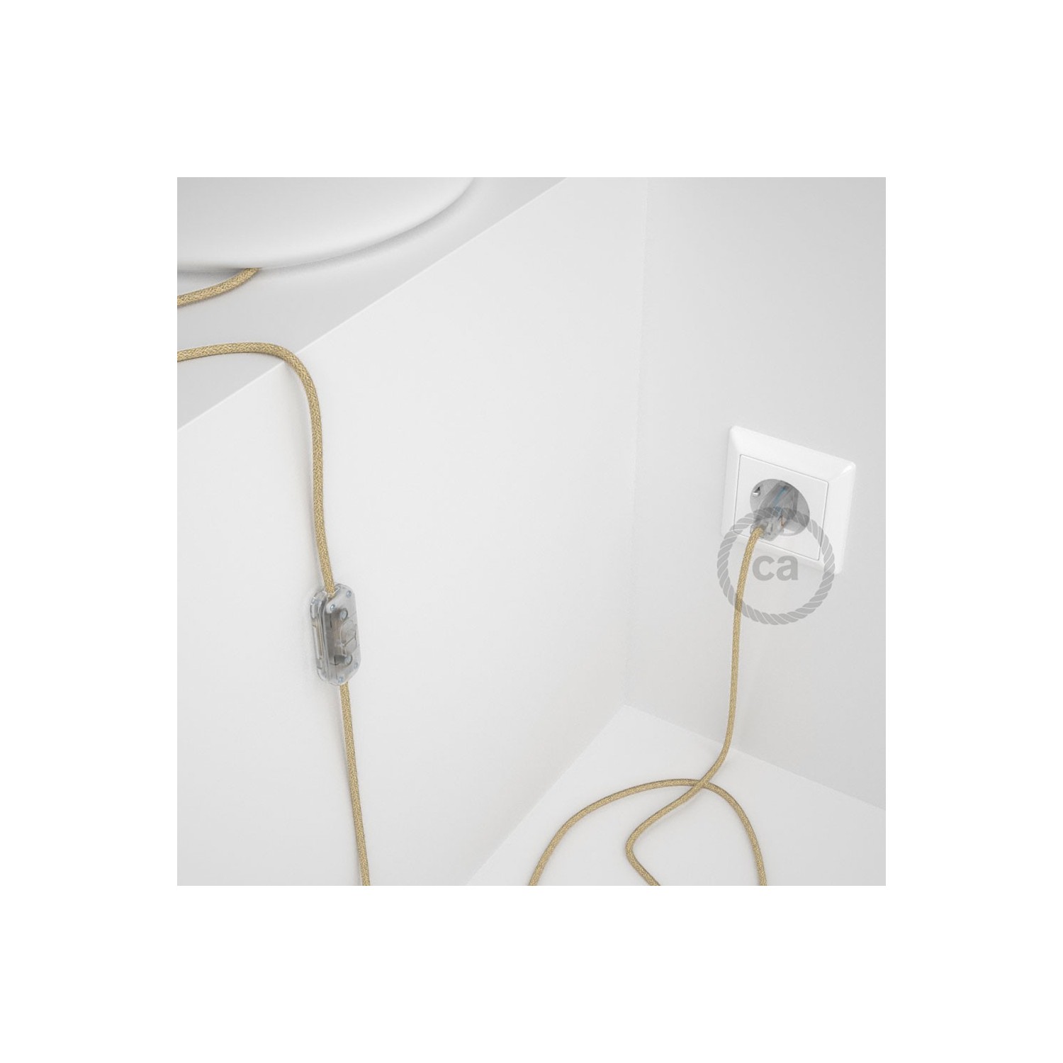 Cordon pour lampe, câble RN06 Jute 1,80 m. Choisissez la couleur de la fiche et de l'interrupteur!
