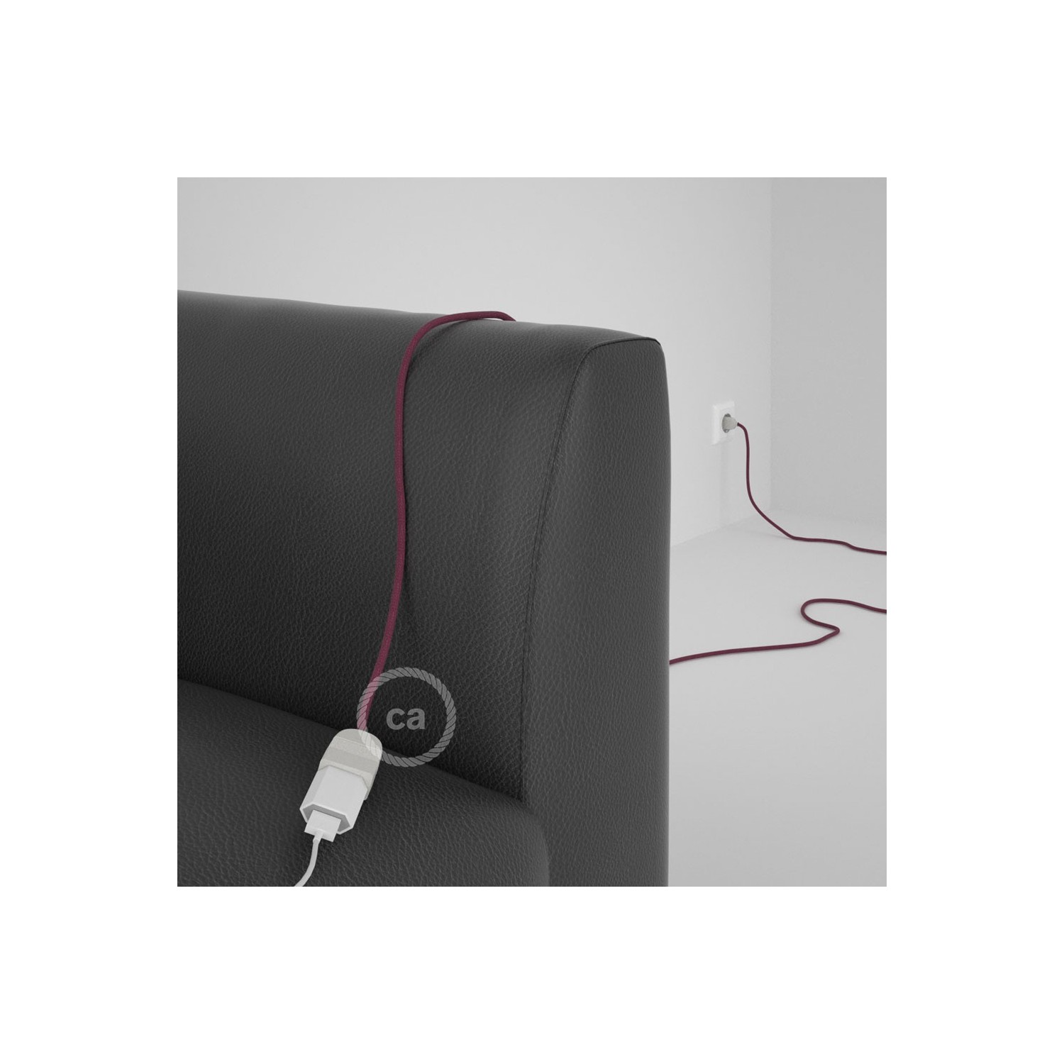 Rallonge électrique avec câble textile RC32 Coton Marc De Raisin 2P 10A Made in Italy.