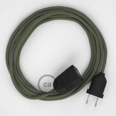 Rallonge électrique avec câble textile RC63 Coton Vert Gris 2P 10A Made in Italy.