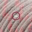 Rallonge électrique avec câble textile RD51 Coton et Lin Naturel Stripes Vieux Rose 2P 10A Made in Italy.