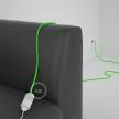 Rallonge électrique avec câble textile RF06 Effet Soie Vert Fluo 2P 10A Made in Italy.