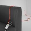 Rallonge électrique avec câble textile RF15 Effet Soie Orange Fluo 2P 10A Made in Italy.