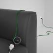 Rallonge électrique avec câble textile RL06 Effet Soie Paillettes Vert 2P 10A Made in Italy.