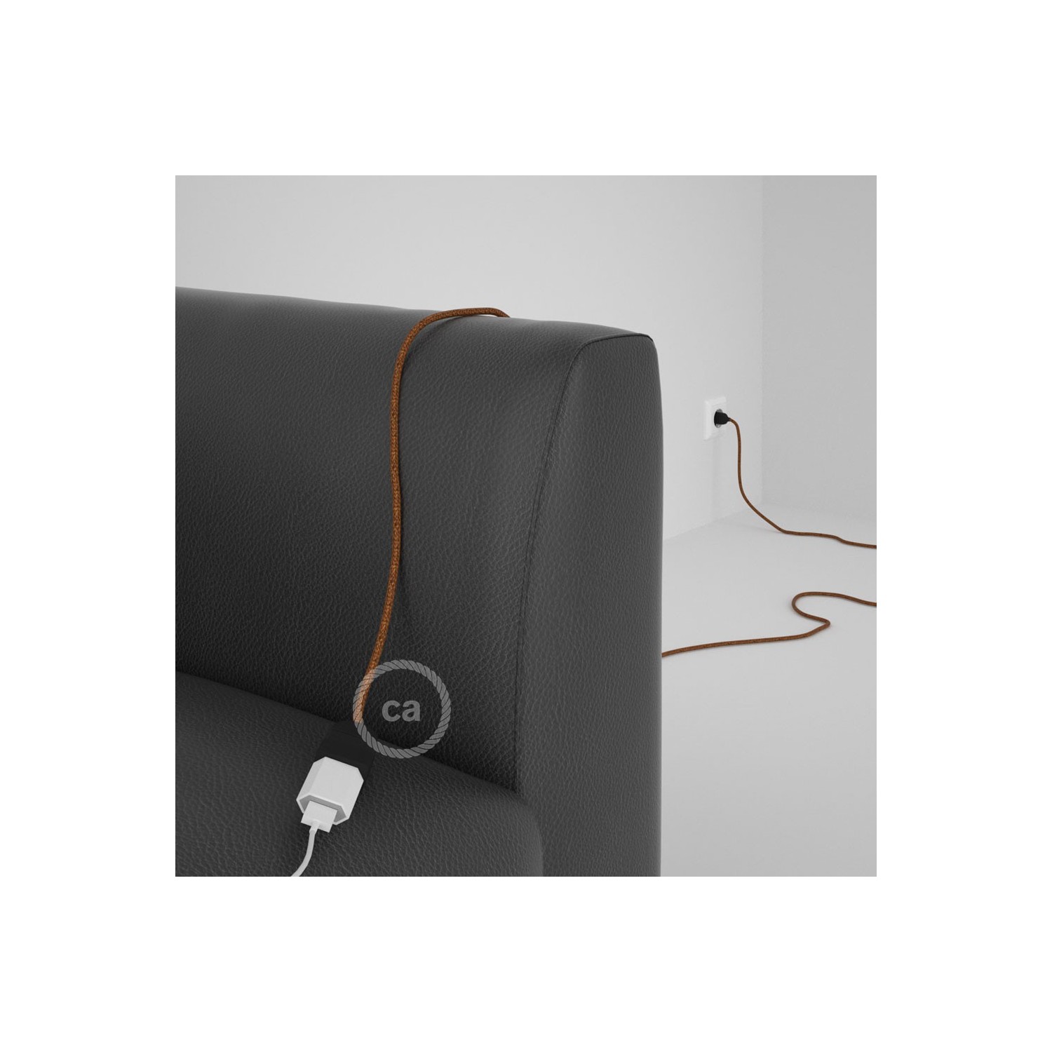 Rallonge électrique avec câble textile RL22 Effet Soie Paillettes Cuivre 2P 10A Made in Italy.