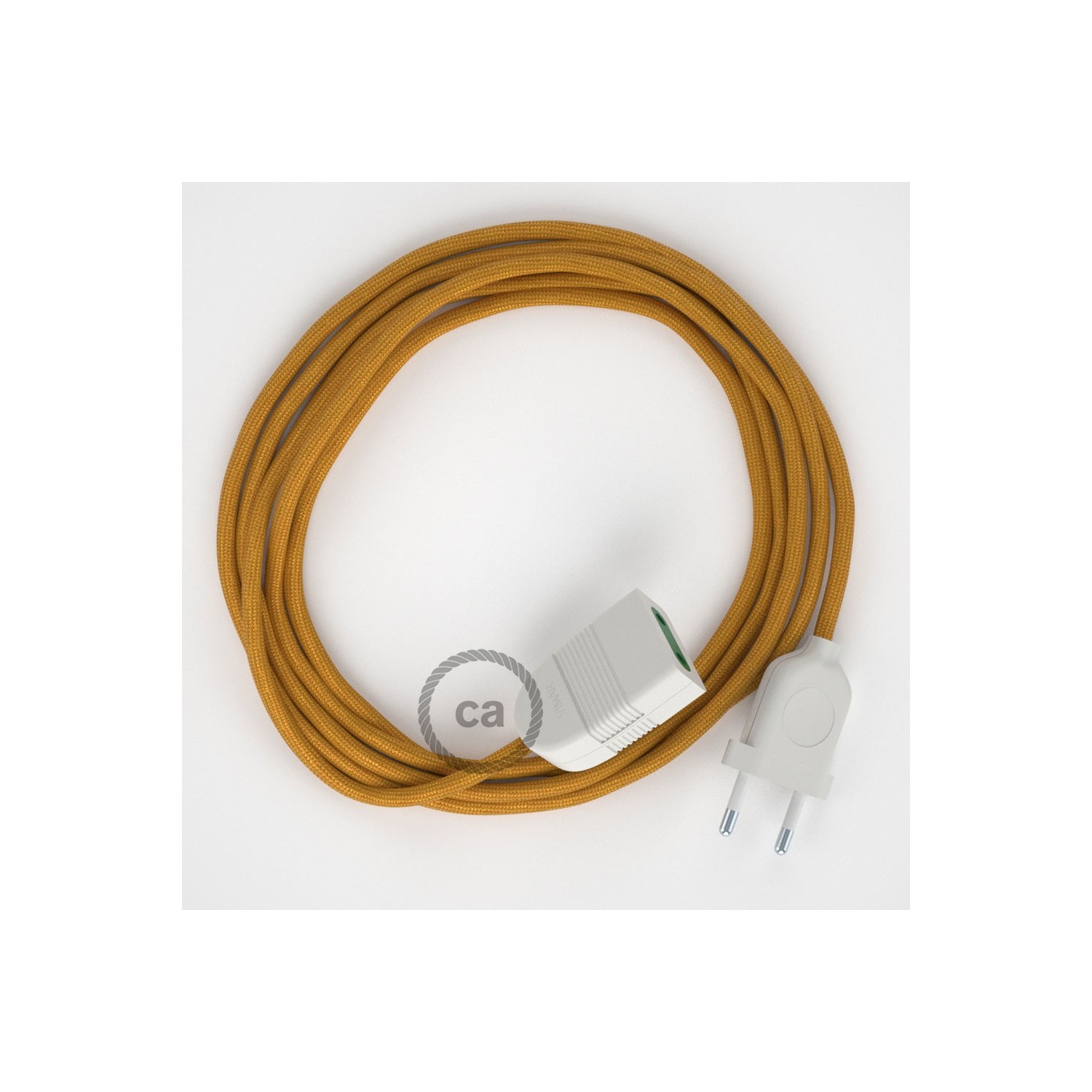 Rallonge électrique avec câble textile RM05 Effet Soie Doré 2P 10A Made in Italy.
