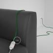 Rallonge électrique avec câble textile RM06 Effet Soie Vert 2P 10A Made in Italy.