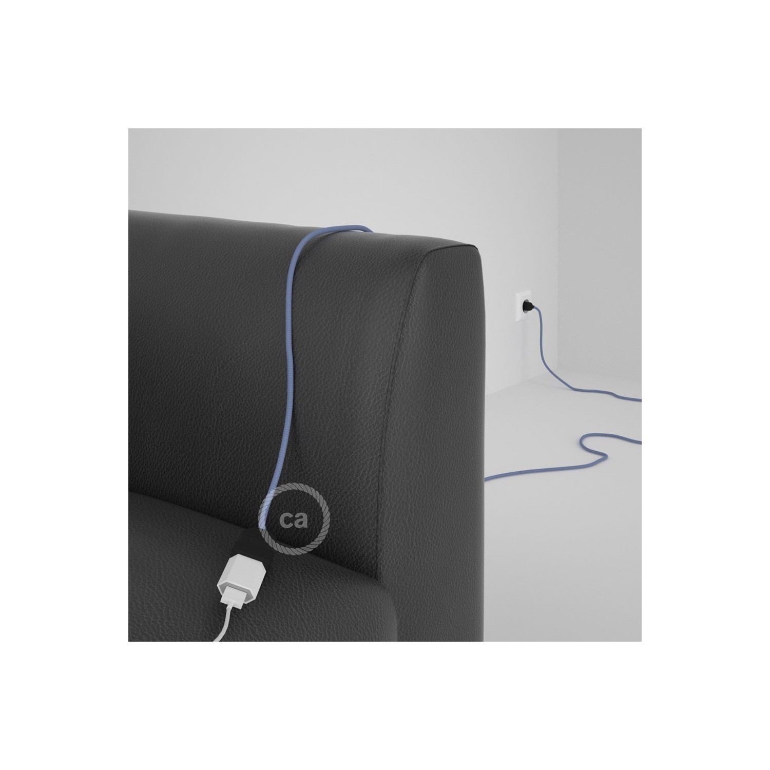 Rallonge électrique avec câble textile RM07 Effet Soie Lilas 2P 10A Made in Italy.