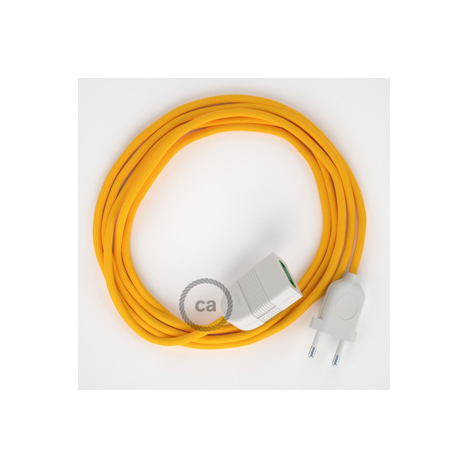 Rallonge électrique avec câble textile RM10 Effet Soie Jaune 2P 10A Made in Italy.