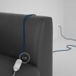 Rallonge électrique avec câble textile RM12 Effet Soie Bleu 2P 10A Made in Italy.